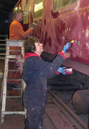 James and Elspeth happily painting