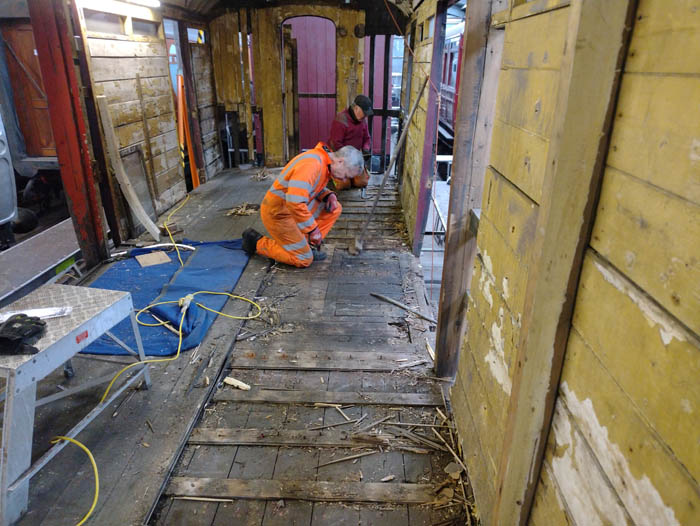 Graeme busy lifting the floor